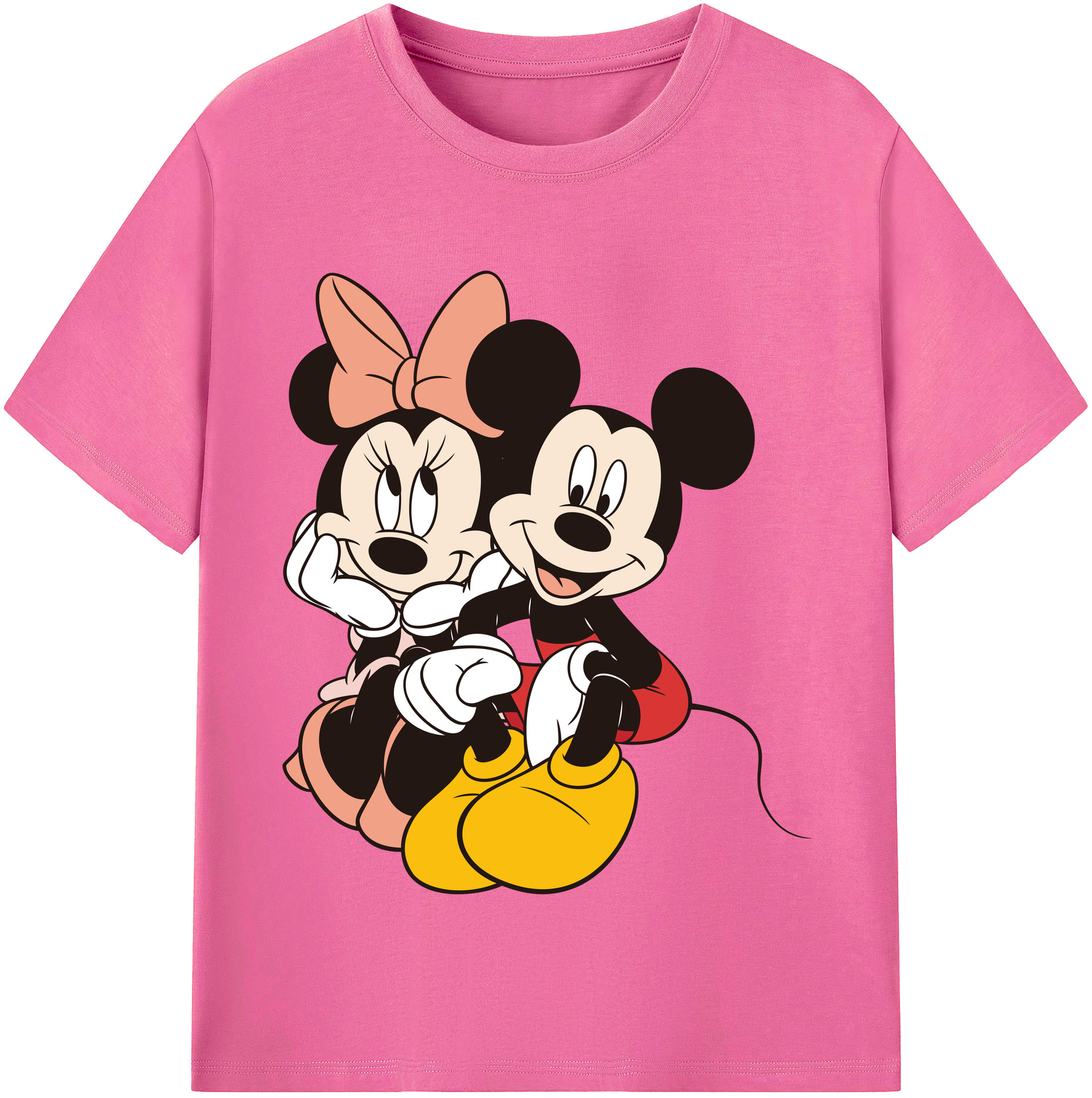 （画像用） ミッキーマウス Mickey Mouse レディースカジュアルプリントTシャツ（綿100％）
